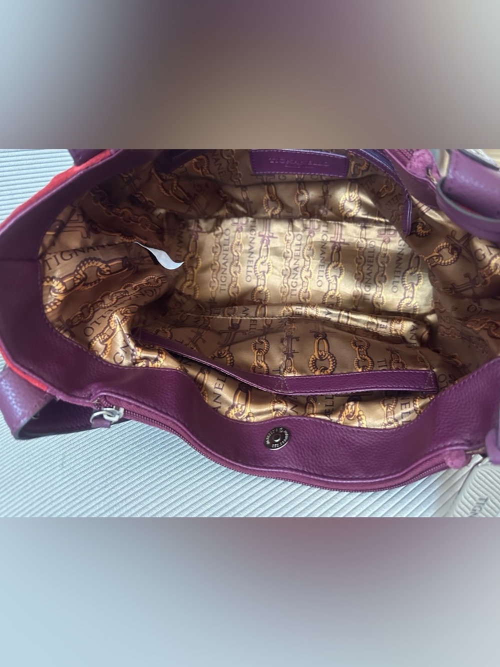 Tignanello Expandable Suede Shoulder Bag “rich burgundy” color - Picture 9 of 12